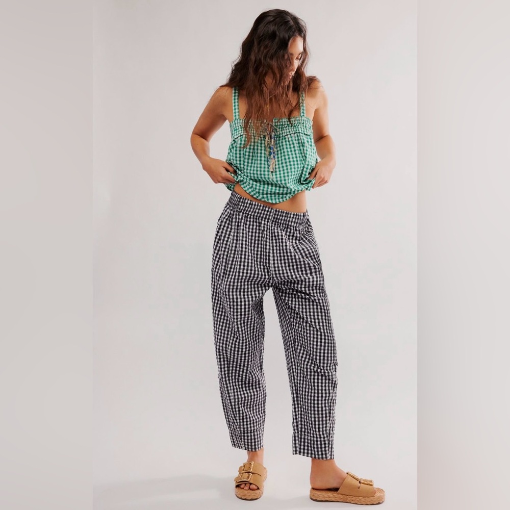 Free people preppy poplin gingham trousers